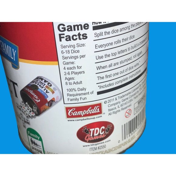 Campbell's Alphabet Cross Word Dice Game Fun For the Whole Family - Picture 9 of 11